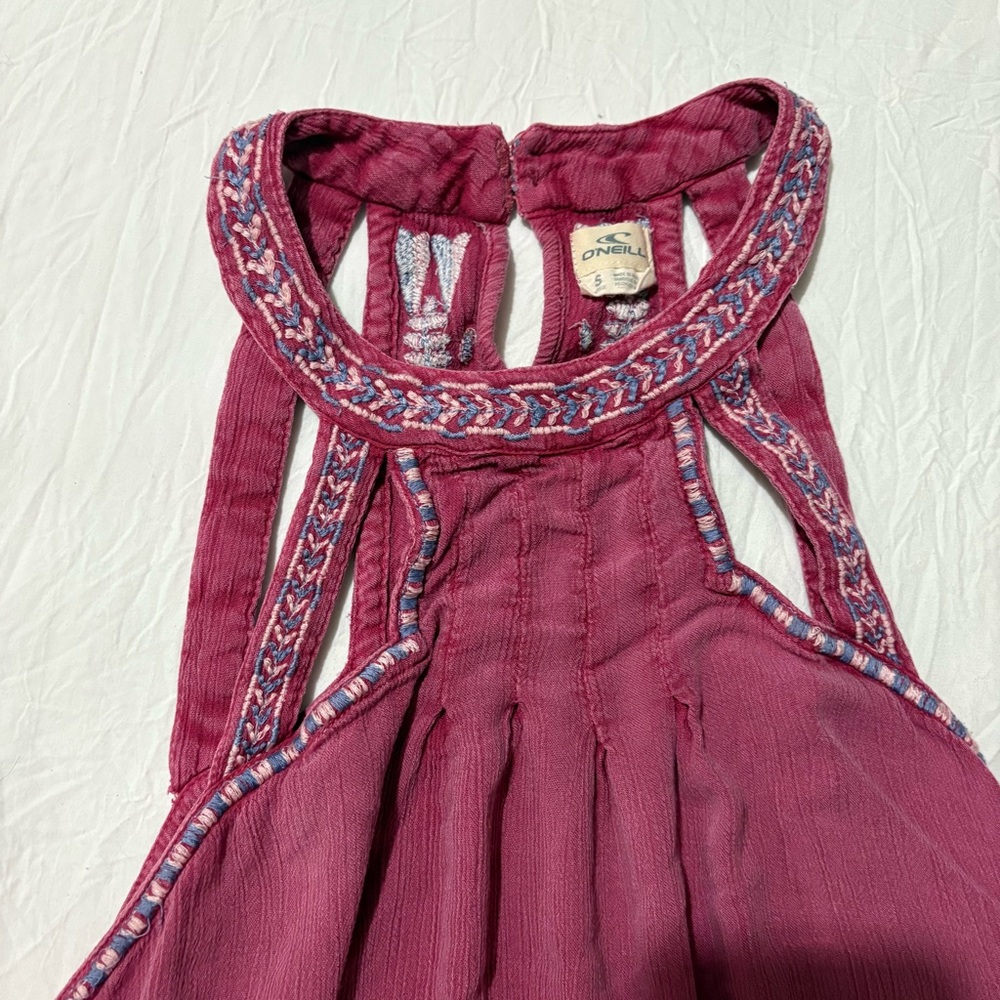 O’Neill Women’s Small Pink Dress Embroidered Boho Bohemian Beach - Picture 4 of 5